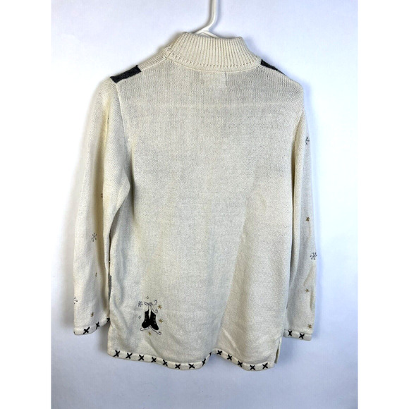Design Originals Studio Winter Sweater Women's Medium Cream Gray Embroidery - Picture 7 of 10